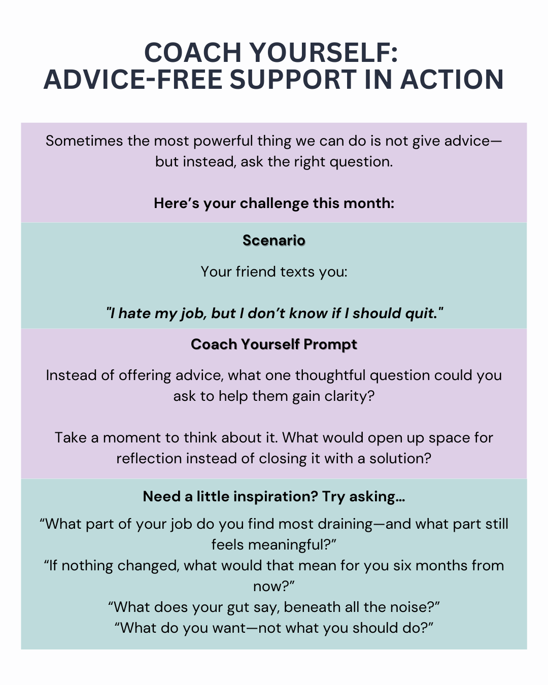 Coach Yourself Advice-Free Support in Action